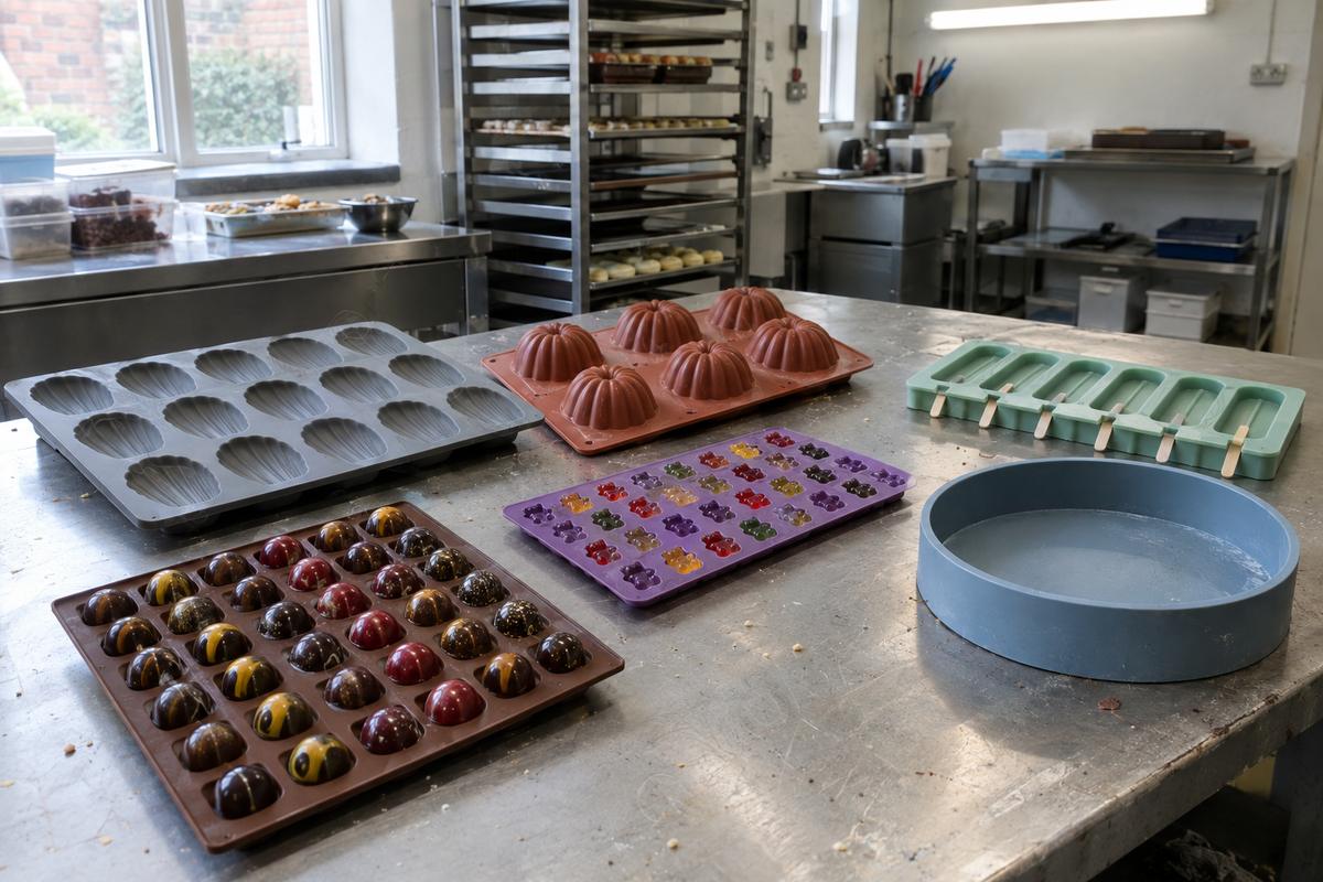 Different silicone mould types for chocolatiers, bakeries and confectionery producers