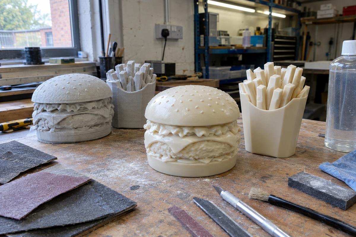 Smoothed and sealed 3D printed masters prepared for food-safe silicone moulding
