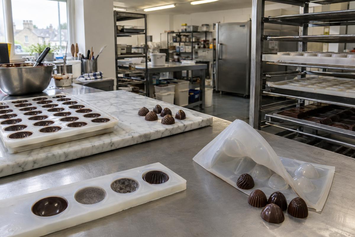 Chocolate decoration mould trays showing chill, flex, spacing and finish choices