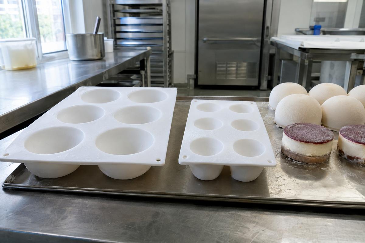 Matched outer and insert silicone moulds for layered frozen entremets