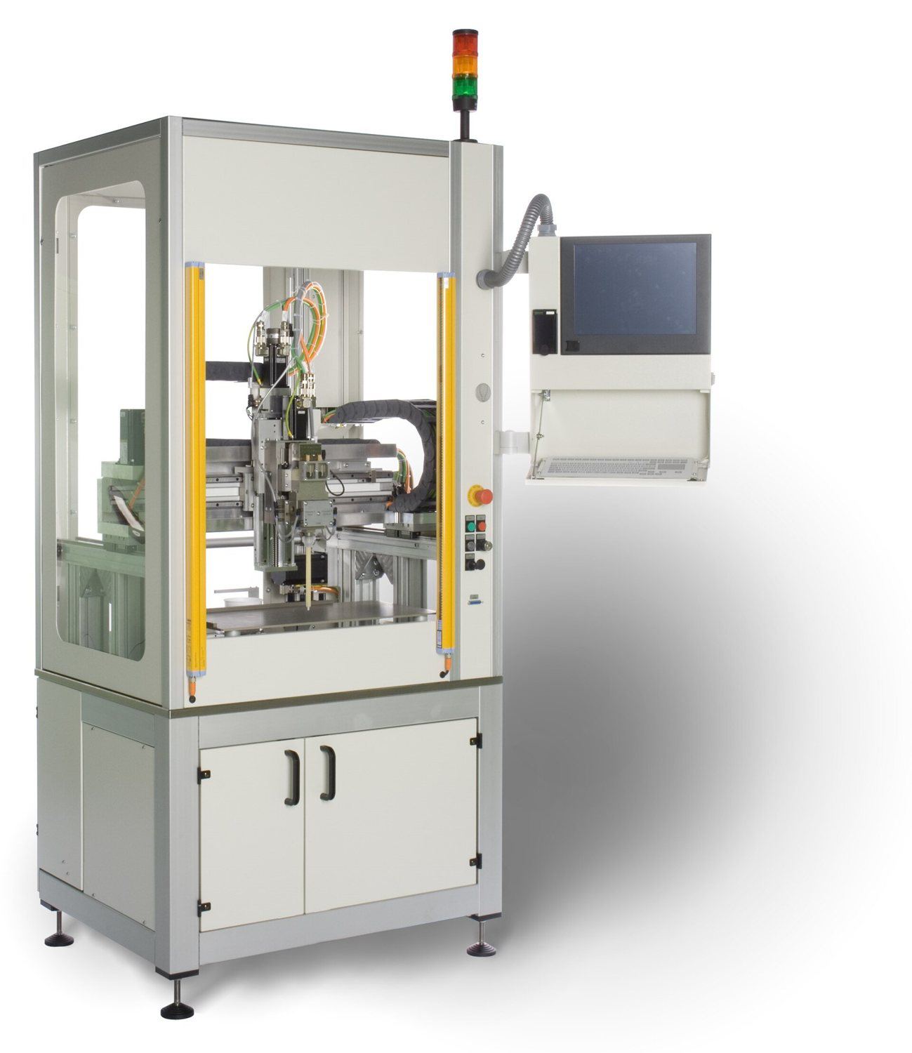 Meter-mix-dispense machine for two-part polyurethane.