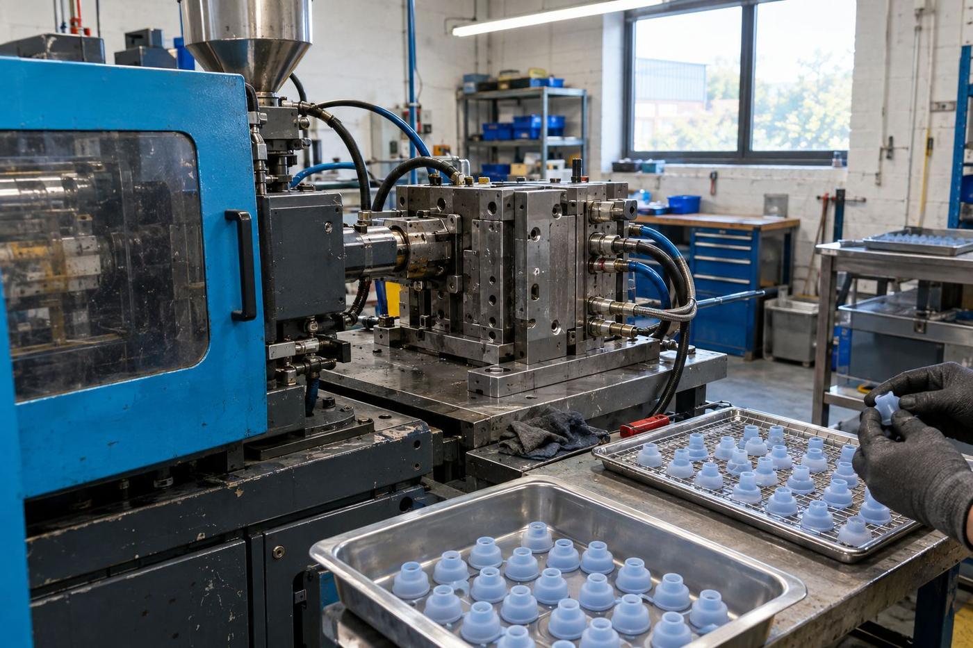 Injection tooling and silicone food parts in a small factory cell
