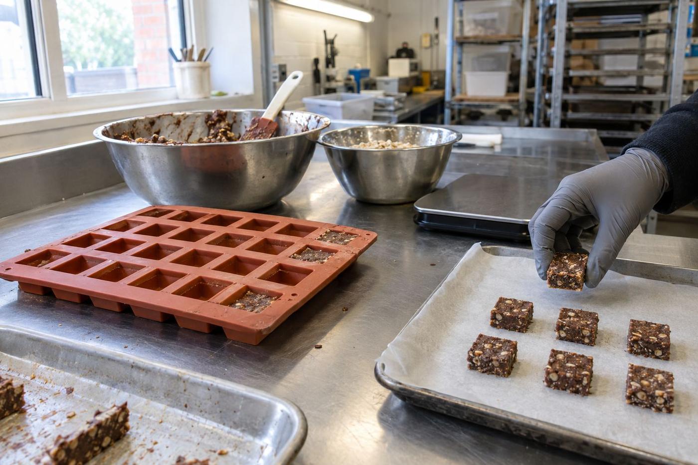 Retail mould samples arranged for portion weight development.